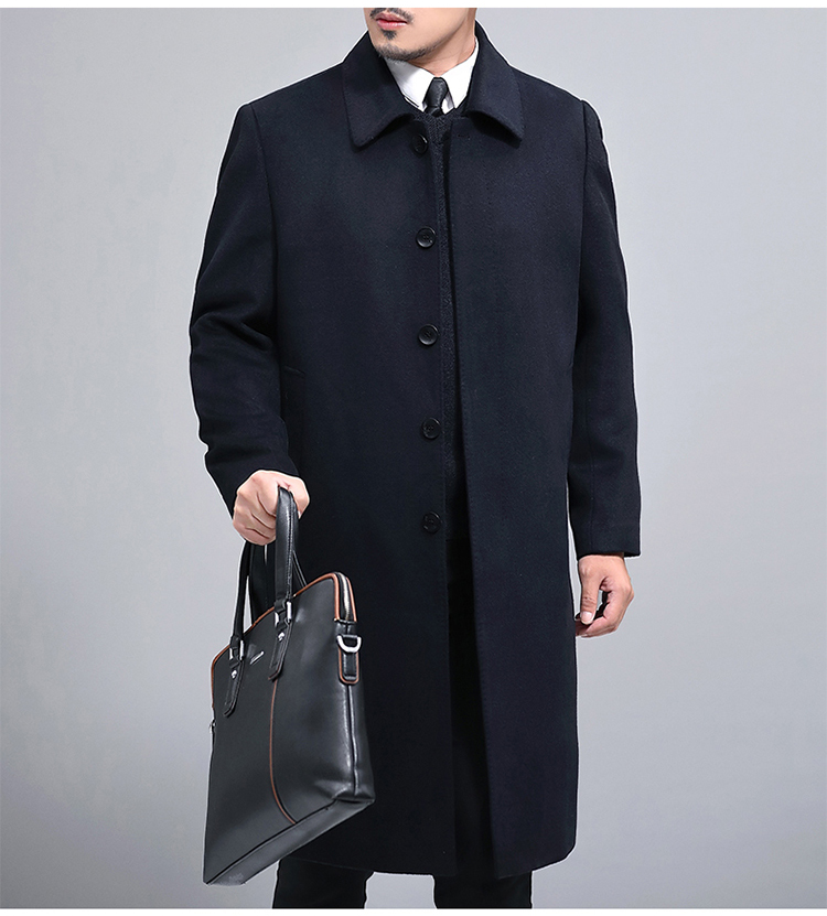 冬季高档羊毛大衣男装长款风衣毛呢外套加厚 