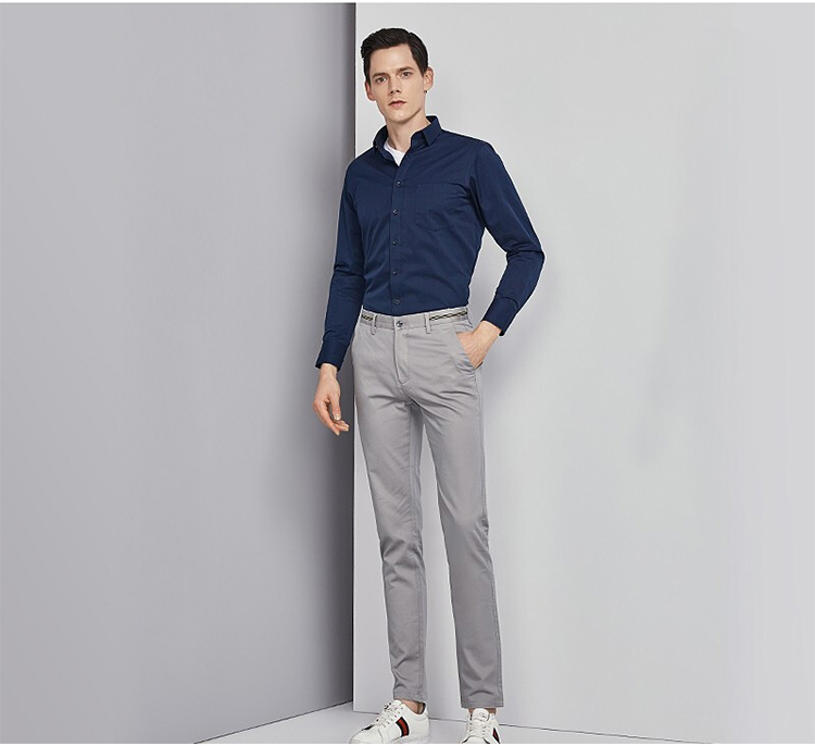 男款长袖印花免烫职业装衬衫