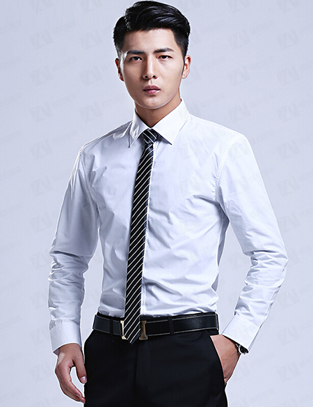 新款时尚商务正装百搭免烫纯色薄款男士休闲长袖衬衫
