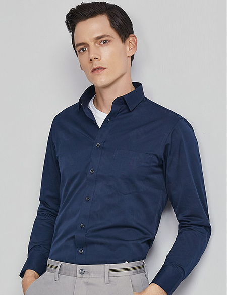 男款长袖印花免烫职业装衬衫