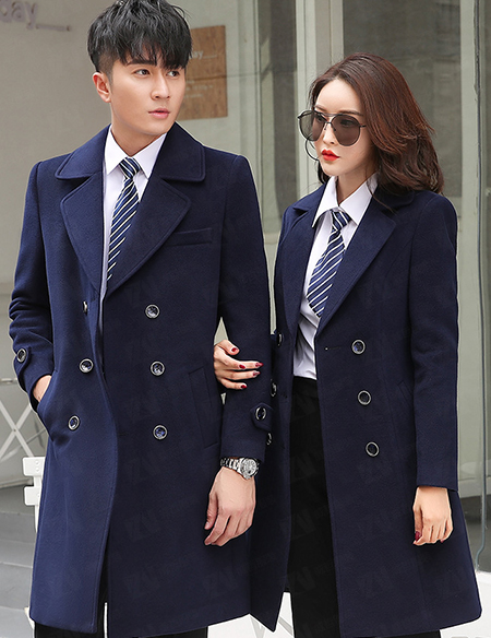 双面羊绒大衣千鸟格女大衣秋冬职业毛呢外套夹棉中长款呢子衣男女同款销售4s店工装工作服