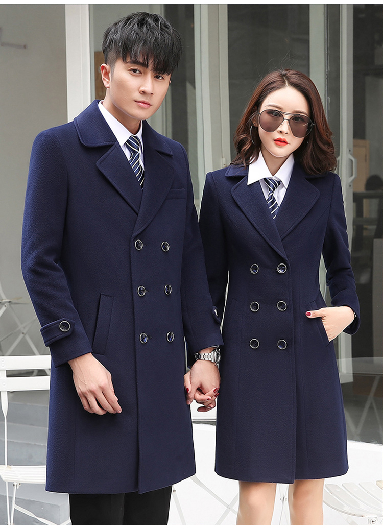 双面羊绒大衣千鸟格女大衣秋冬职业毛呢外套夹棉中长款呢子衣男女同款销售4s店工装工作服