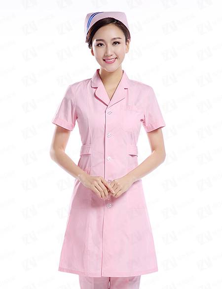 白大褂短袖粉色医生护士服美容夏装工作服