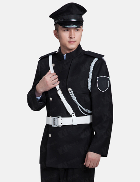 秋冬长袖男士黑色形象岗售楼部住宅保安服制服