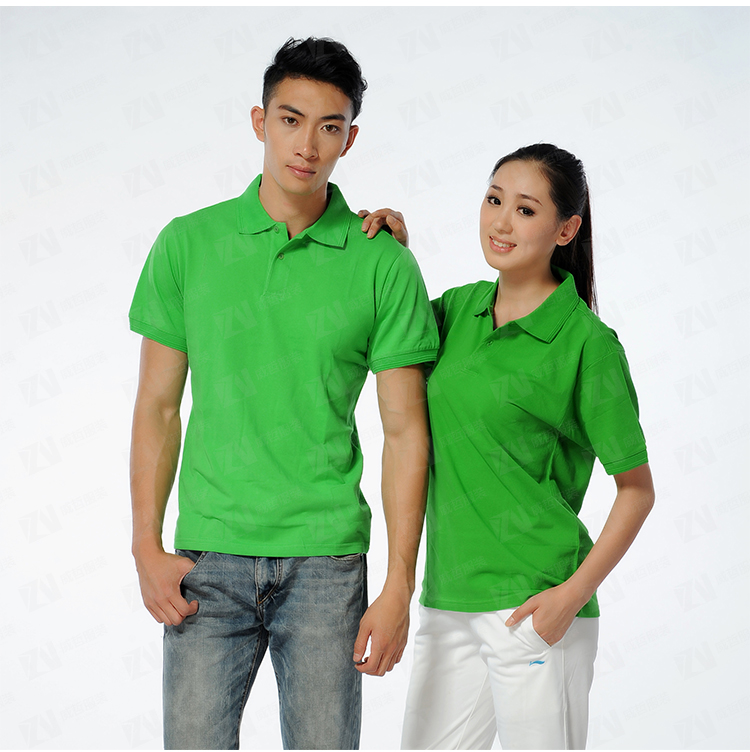 企业POLO衫定制T恤定制男女款绿色团队服广告文化衫刺绣印字
