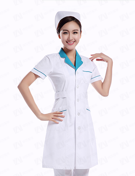 白大褂短袖衣领拼色医生护士服美容夏装工作服实验服