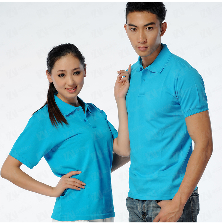 企业POLO衫定制T恤定制男女款蓝色团队服广告文化衫刺绣印字