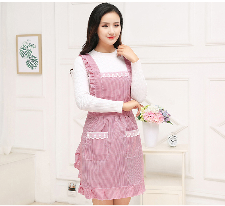 定制logo厨房家用工作围裙防水防油做饭可爱木耳边日系围裙