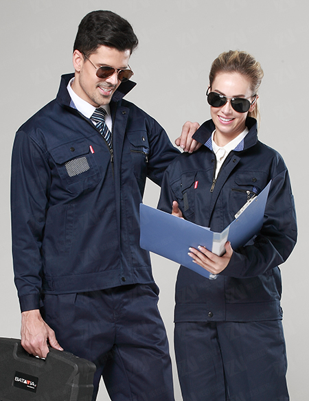 新款加厚春秋长袖工作服男女士深色工装制服工厂车间劳保服