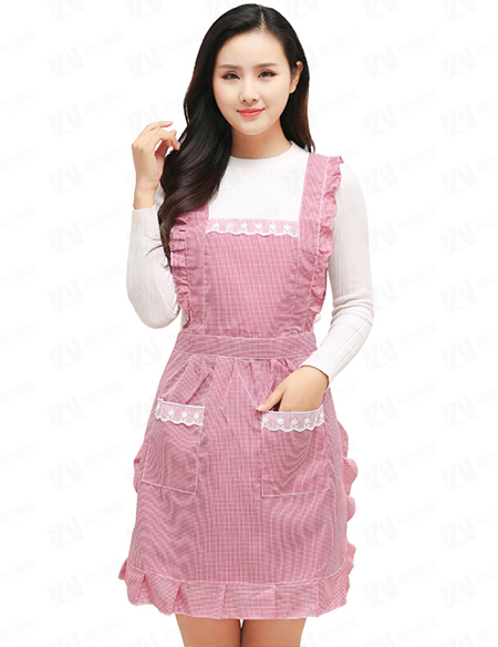 定制logo厨房家用工作围裙防水防油做饭可爱木耳边日系围裙