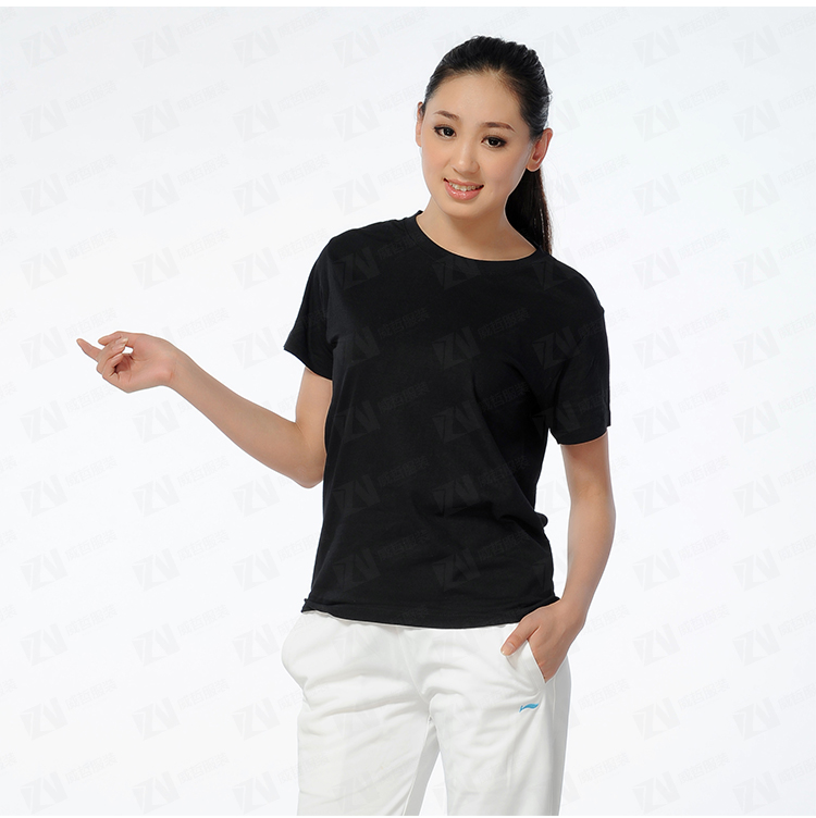 企业定制黑色圆领T恤定制男女款团队服广告文化衫刺绣印字