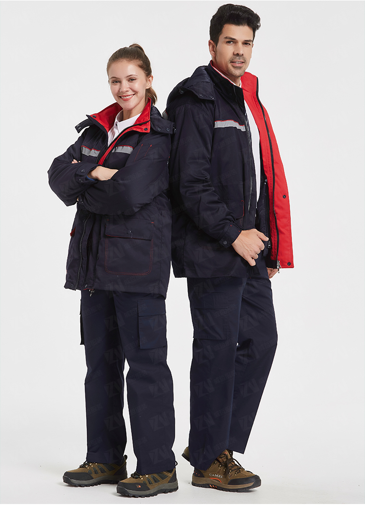 防静电加油站工作服男女式冬季加厚棉衣深色中国石油中国石化工装