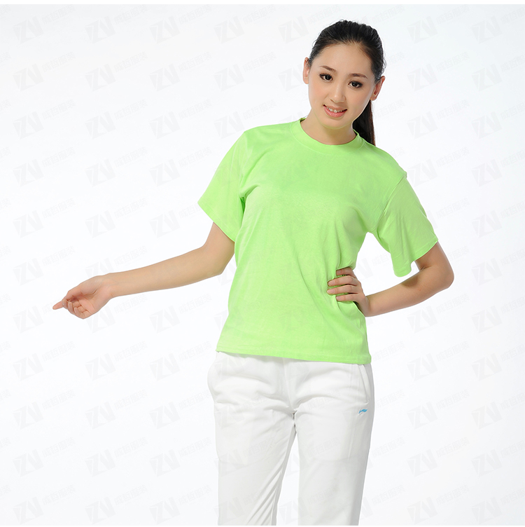 企业定制草绿色圆领T恤定制男女款团队服广告文化衫刺绣印字