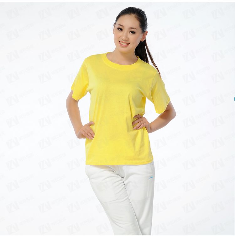 企业定制黄色圆领T恤定制男女款团队服广告文化衫刺绣印字