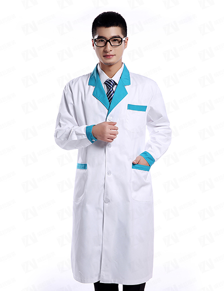 白大褂长袖衣领拼色医生护士服美容工作服实验服