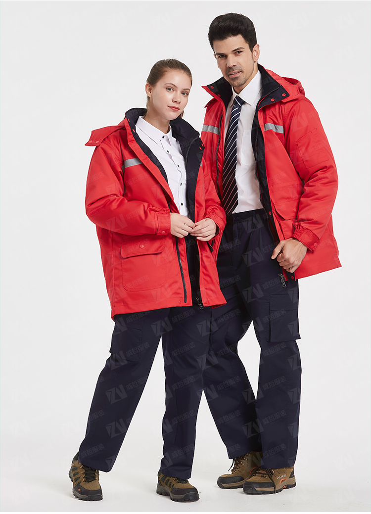 防静电加油站工作服男女式红色冬季加厚棉衣中国石油中国石化工装