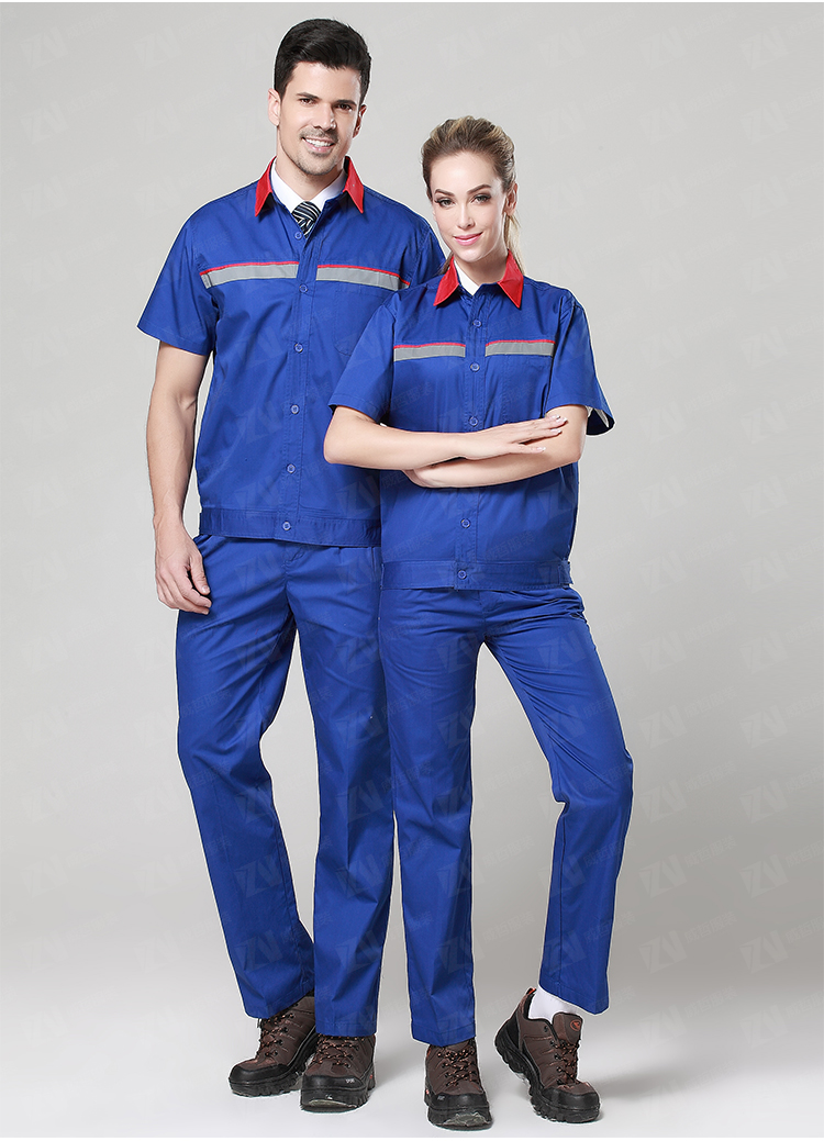 防静电加油站工作服男女式夏季蓝色薄款短袖中国石油中国石化工装