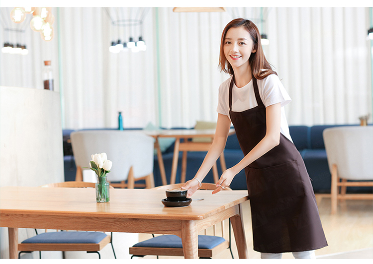 定制logo厨房家用工作围裙防水防油做饭简洁款韩式日系围裙
