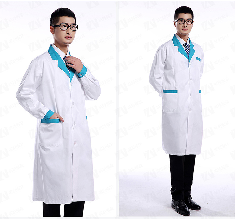 白大褂长袖衣领拼色医生护士服美容工作服实验服