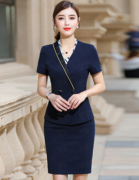夏季新款酒店餐饮前台接待迎宾职业套装工作装制服