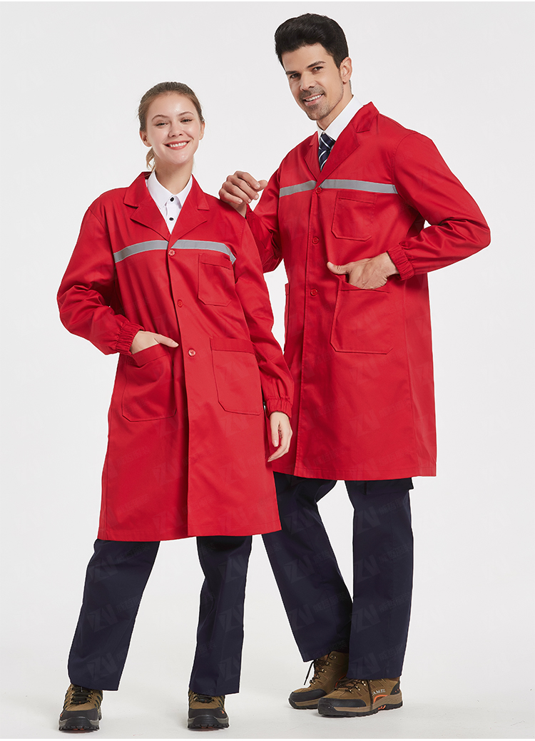 防静电加油站工作服男女式春秋红色长款大褂中国石油中国石化工装