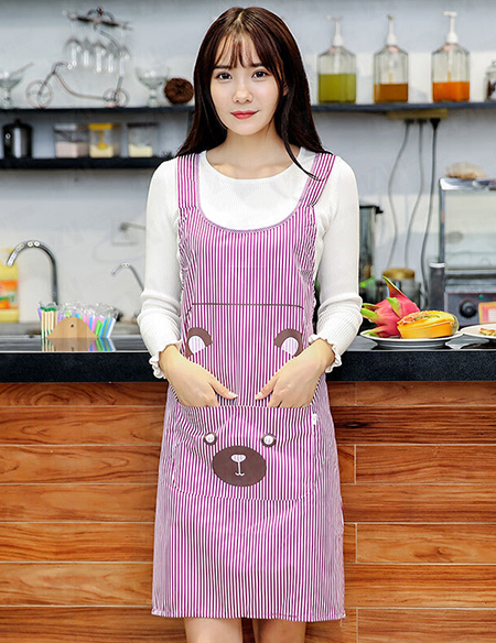 定制logo厨房家用工作围裙防水防油做饭韩版日系可爱小熊围裙
