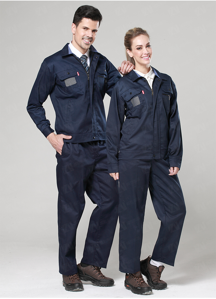 新款加厚春秋长袖工作服男女士深色工装制服工厂车间劳保服