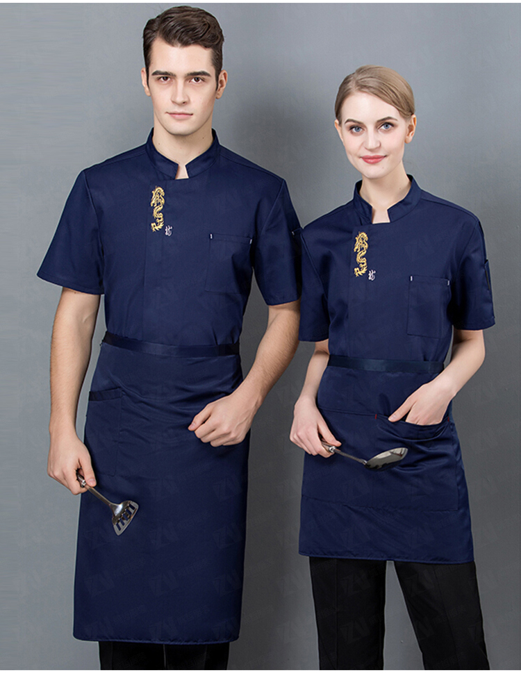 新款夏季短袖酒店餐饮饭店餐厅厨房厨师服制服