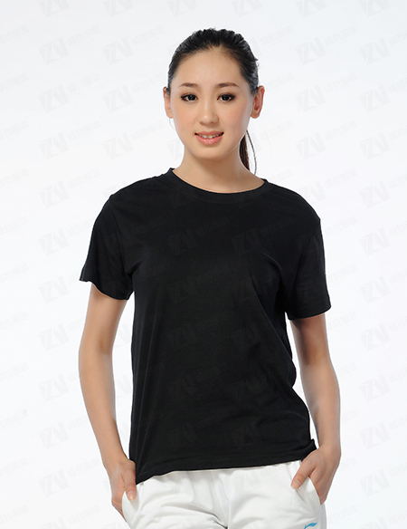 企业定制黑色圆领T恤定制男女款团队服广告文化衫刺绣印字