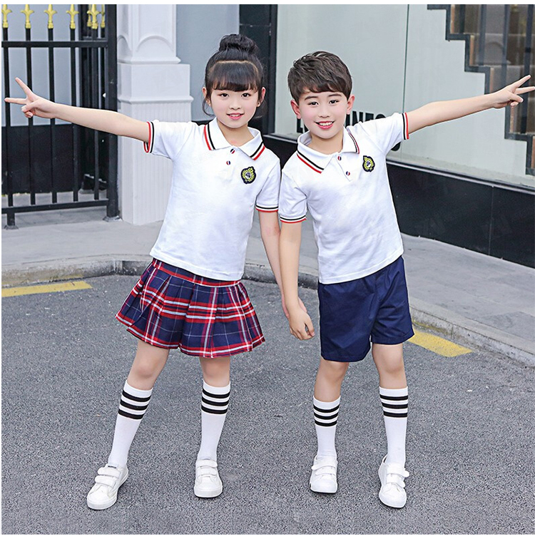 校服定制夏季百褶裙短裤短袖套装男女款运动校服刺绣印字印学校名称logo