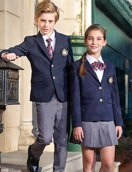 学校校服定制春秋西装衬衫百褶裙西裤男女款校服刺绣印字印学校名称logo