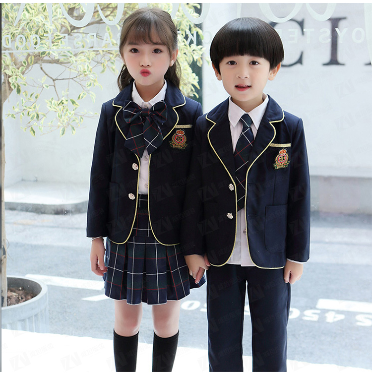 学校校服定制日式韩系春秋西装衬衫百褶裙西裤男女款校服刺绣印字印学校名称logo