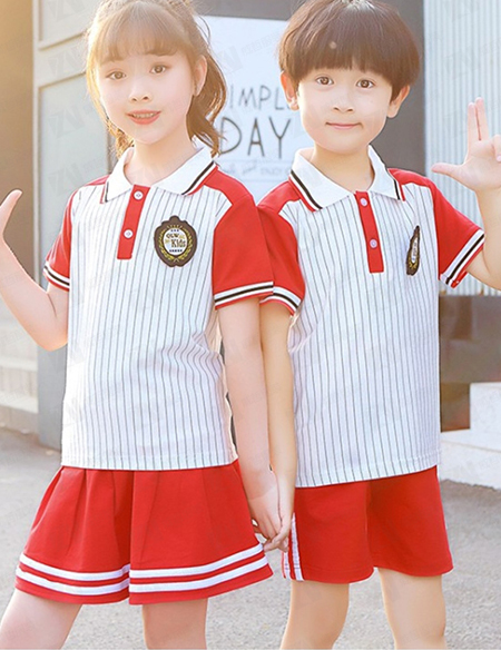 学校校服定制夏季拼色条纹男女款运动校服刺绣印字印学校名称logo