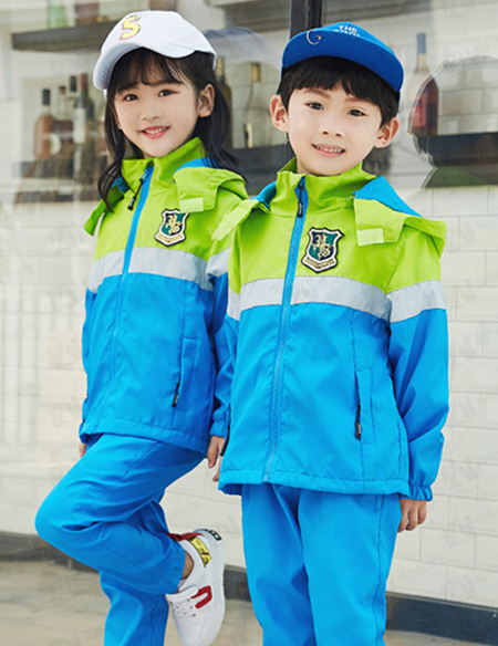 学校校服定制冬季加厚连帽款上下拼色男女款校服刺绣印字印学校名称logo