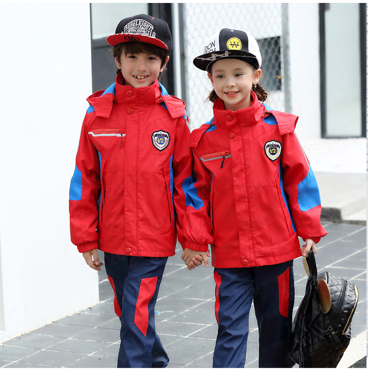 学校校服定制冬季加厚连帽款撞色男女款校服刺绣印字印学校名称logo