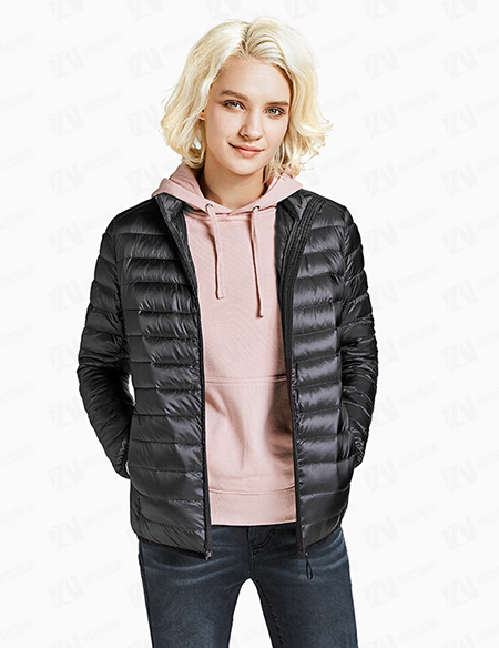 秋冬新款女式黑色短款保暖羽绒服