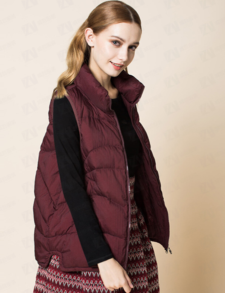 秋冬新款女式酒红色马甲保暖棉服棉衣坎肩背心