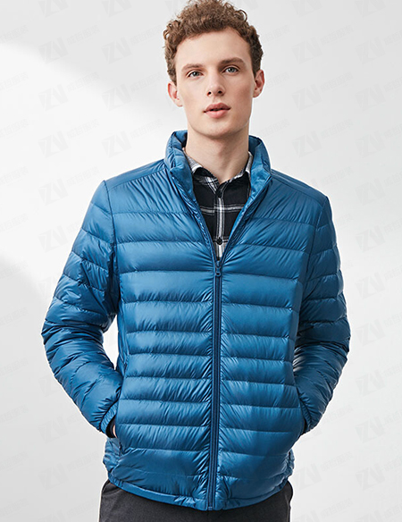 秋冬新款男式浅宝蓝色短款保暖羽绒服