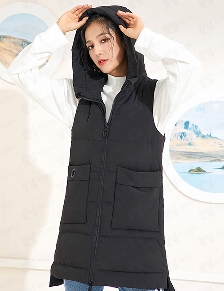 秋冬新款女式修身黑色中长款修身马甲保暖棉服棉衣坎肩背心
