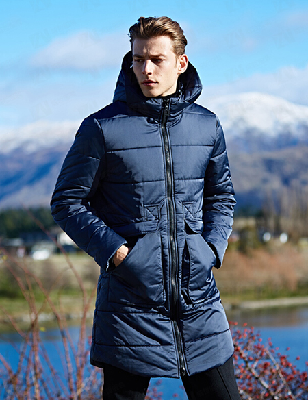 男式冬装新款深蓝色连帽保暖棉服