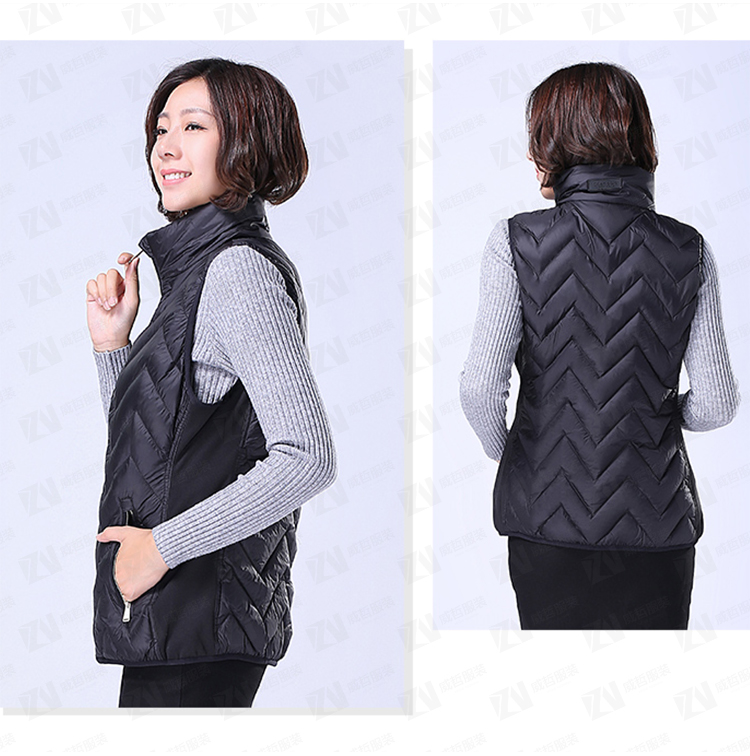 秋冬新款女式黑色马甲保暖棉服棉衣坎肩背心