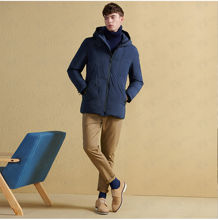 冬装新款男式连帽藏蓝色短款保暖棉服棉衣