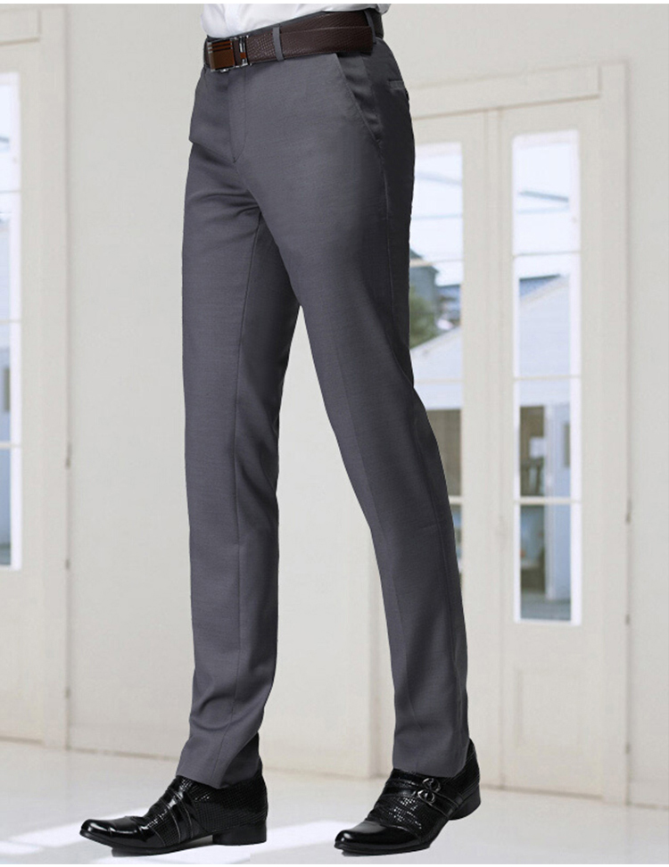 西裤男修身免烫西服裤商务休闲上班西装裤男士职业正装裤子常规款灰色