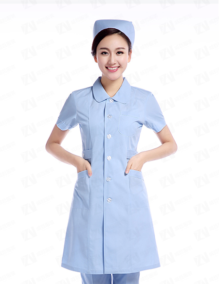 白大褂蓝色短袖医生护士服美容夏装工作服